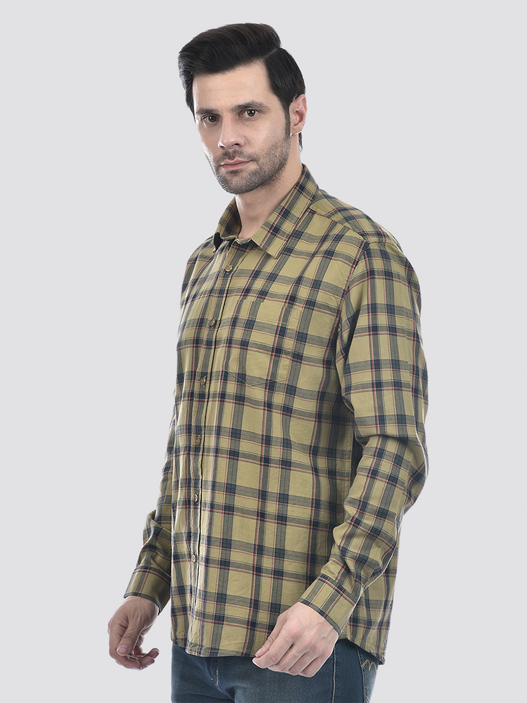 Numero Uno Men Checkered Dark Green Shirt